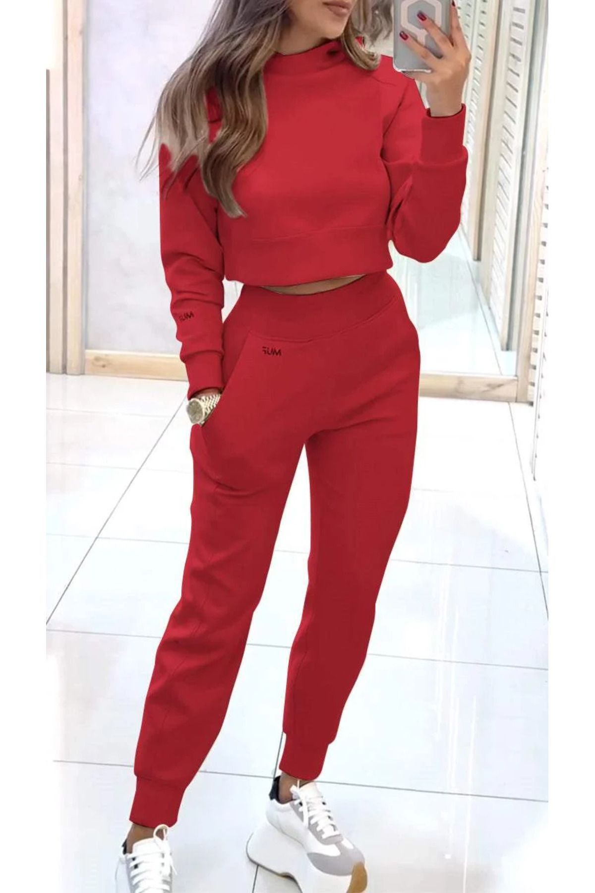 Women’s Cropped Sweatshirt & High-Waist Jogger Lounge Set