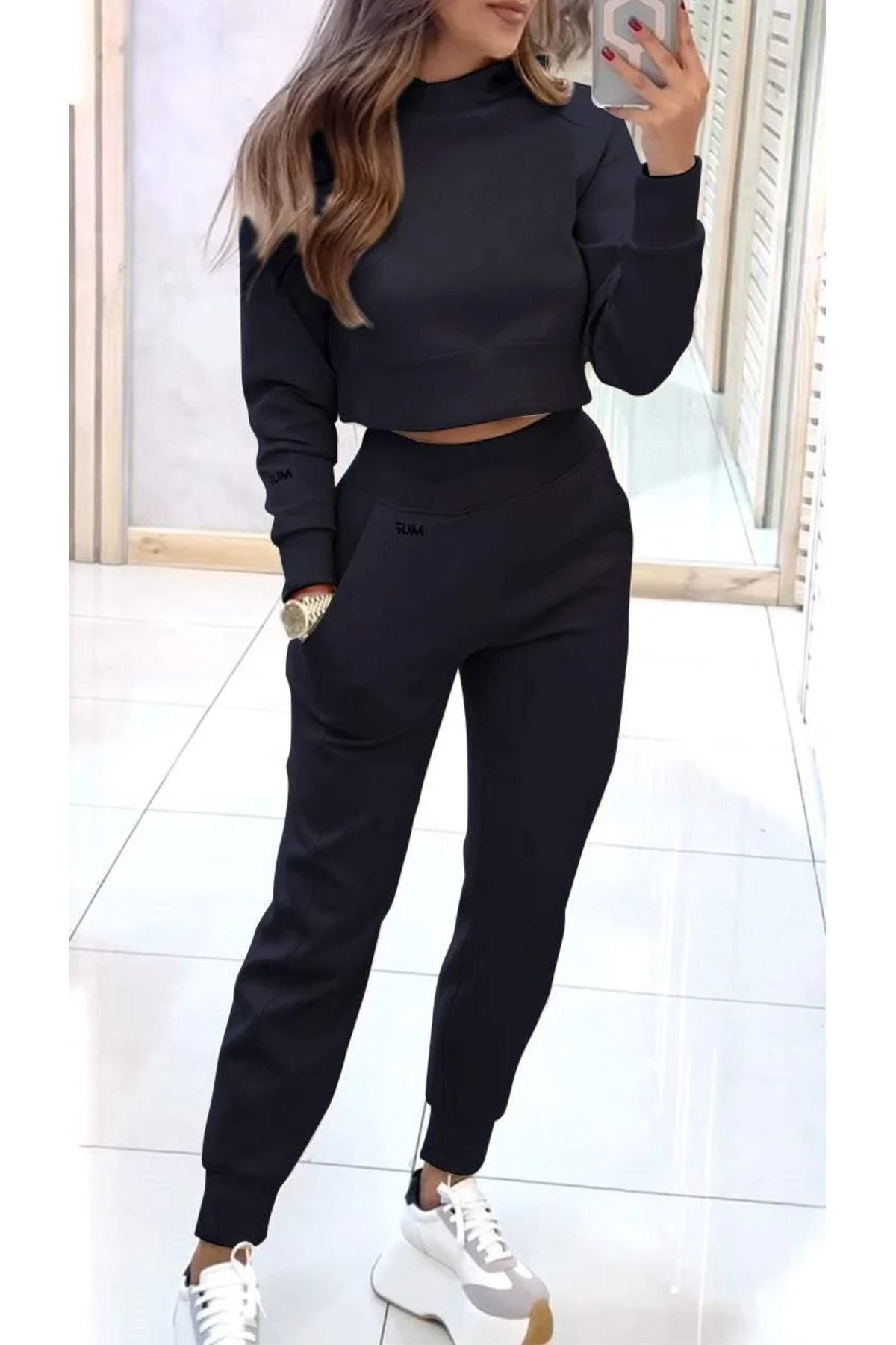 Women’s Cropped Sweatshirt & High-Waist Jogger Lounge Set