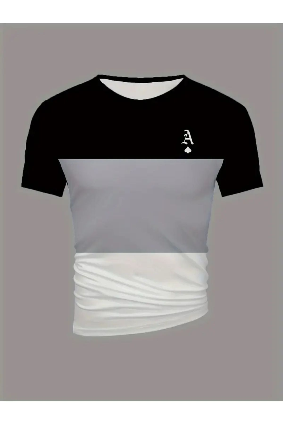 Poker Baskılı Çizgili Tişört