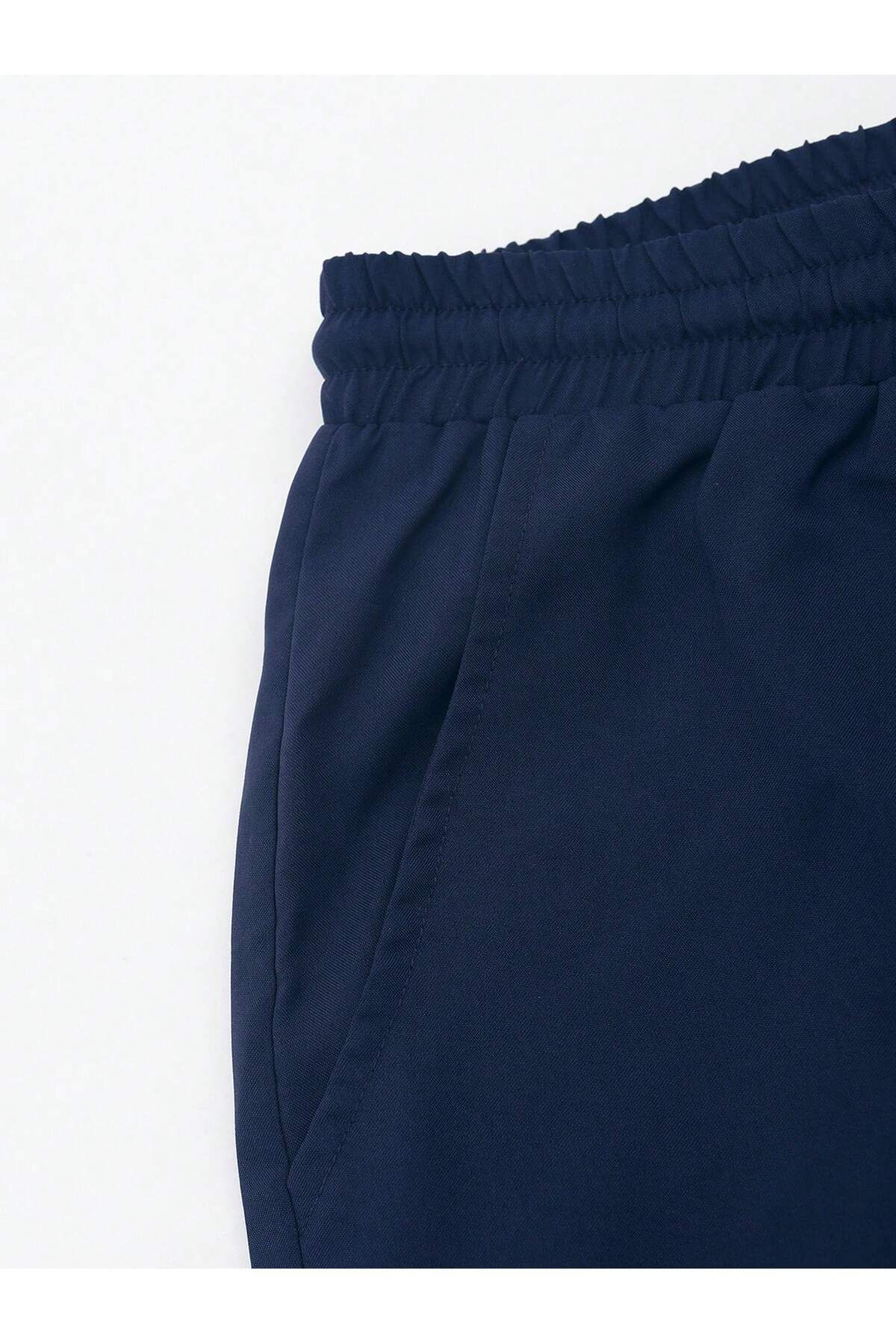 Men’s Navy Tropical Palm-Print Resort Button-Up Shirt & Drawstring Lounge Pants Set