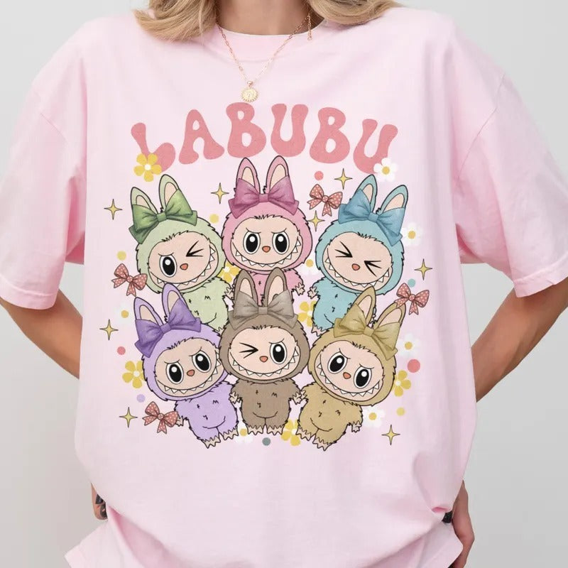 🐰 Labubu Karakter Baskılı Kısa Kollu Tişört – Eğlenceli ve Rahat Stil 🐰