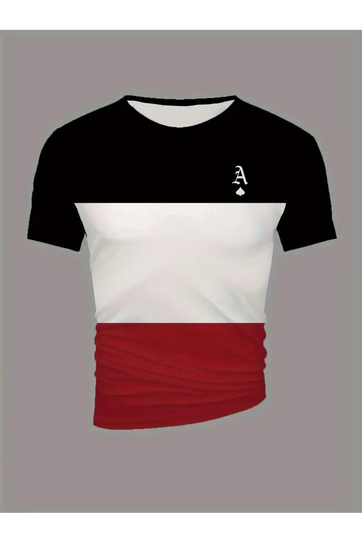Poker Baskılı Çizgili Tişört