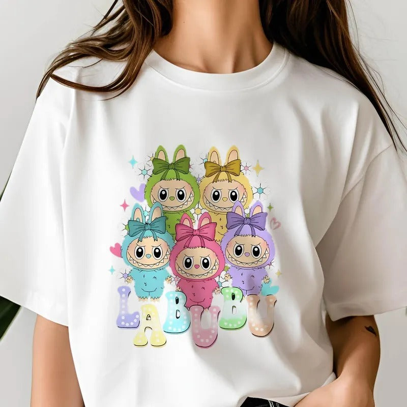 🐰 Labubu Karakter Baskılı Kısa Kollu Tişört – Eğlenceli ve Rahat Stil 🐰