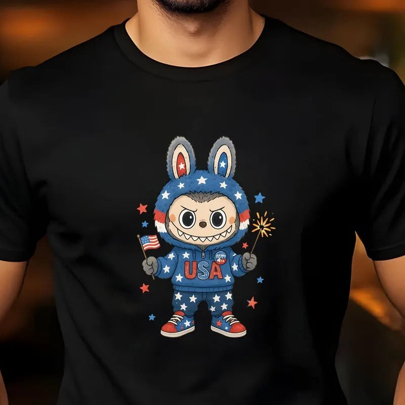 🐰 Labubu Karakter Baskılı Kısa Kollu Tişört – Eğlenceli ve Rahat Stil 🐰